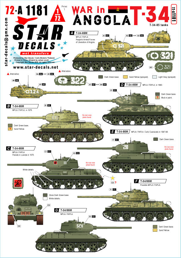 Star Decals 72-A1181 1:72 War in Angola # 1