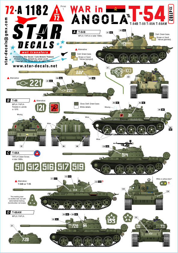 Star Decals 72-A1182 1:72 War in Angola # 2