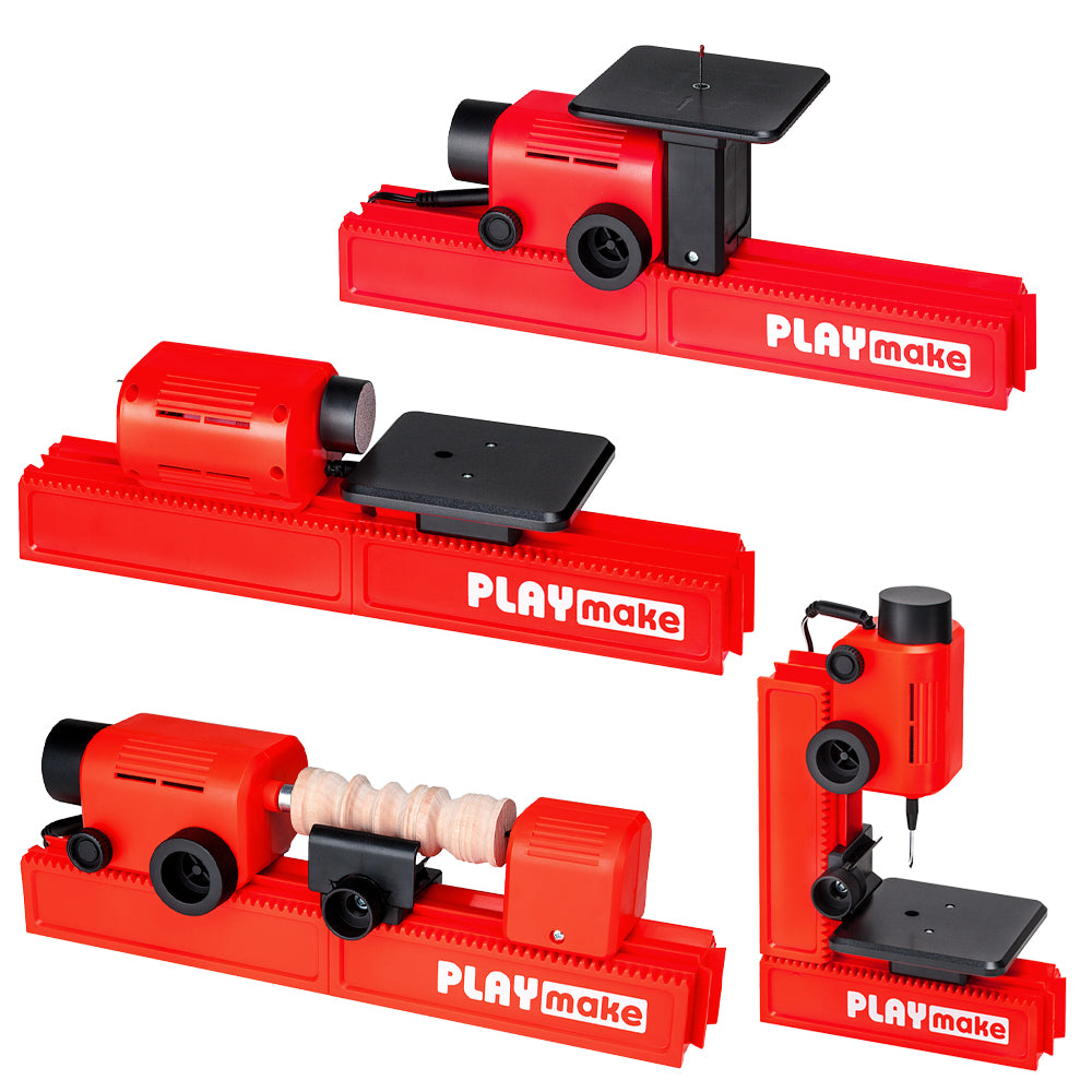 PLAYmake 4-in-1 Workshop - Children's Lathe, Jigsaw, Sander & Drill Modelling