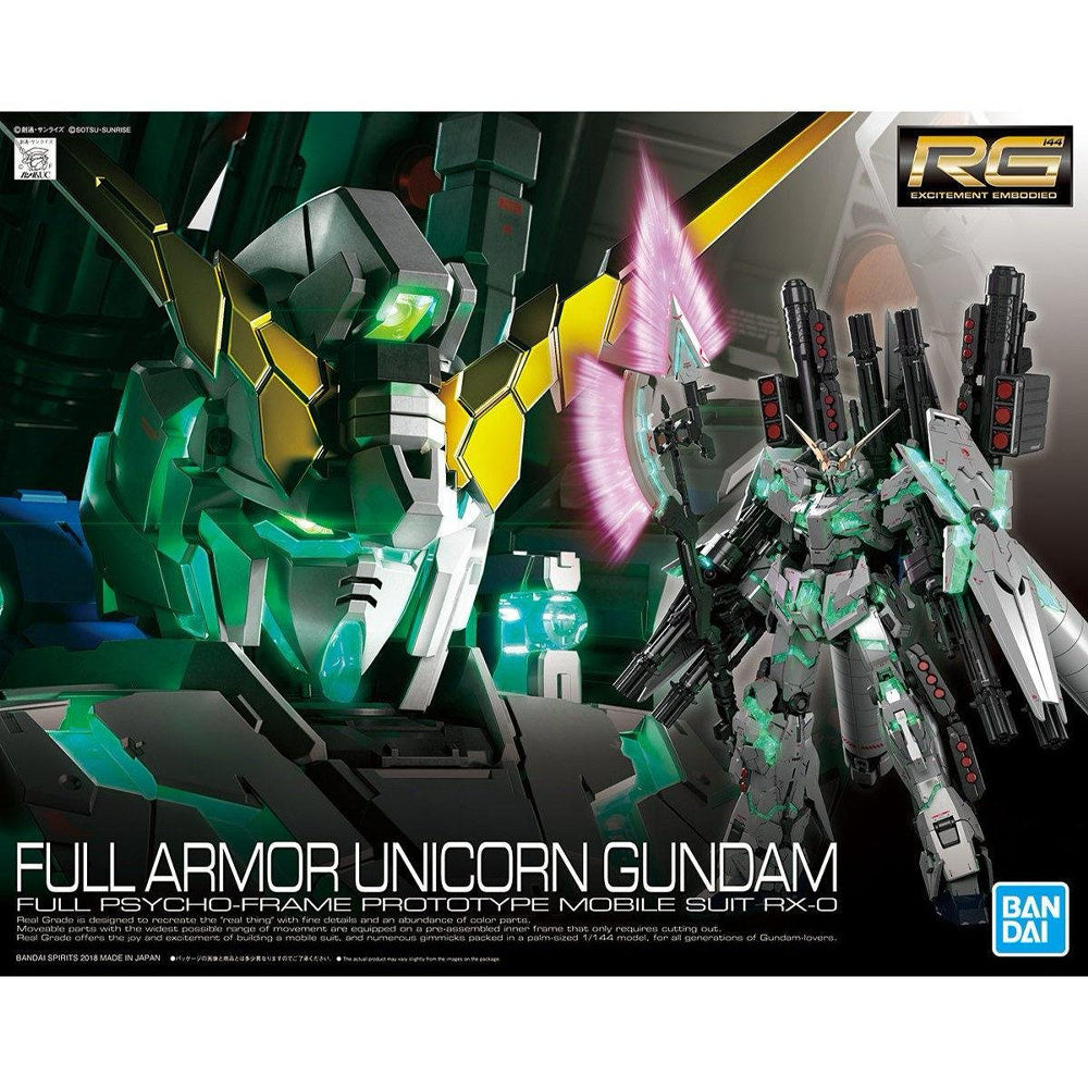 Bandai RG Full Armor Unicorn Gundam Full Psycho-Frame MS RX-O Gunpla Kit 82817P