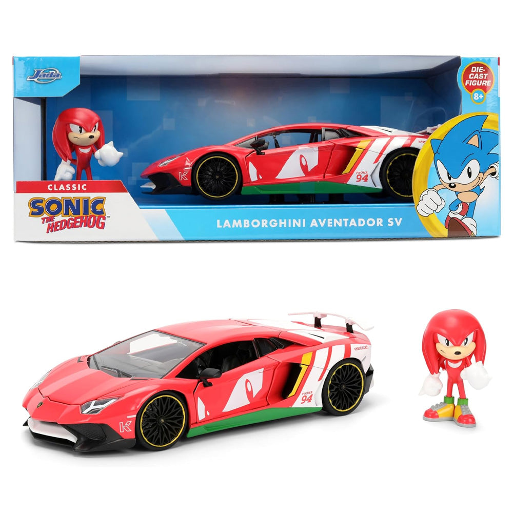 Jada Sonic the Hedgehog Lamborghini Aventador w/Knuckles 1:24 Diecast Car
