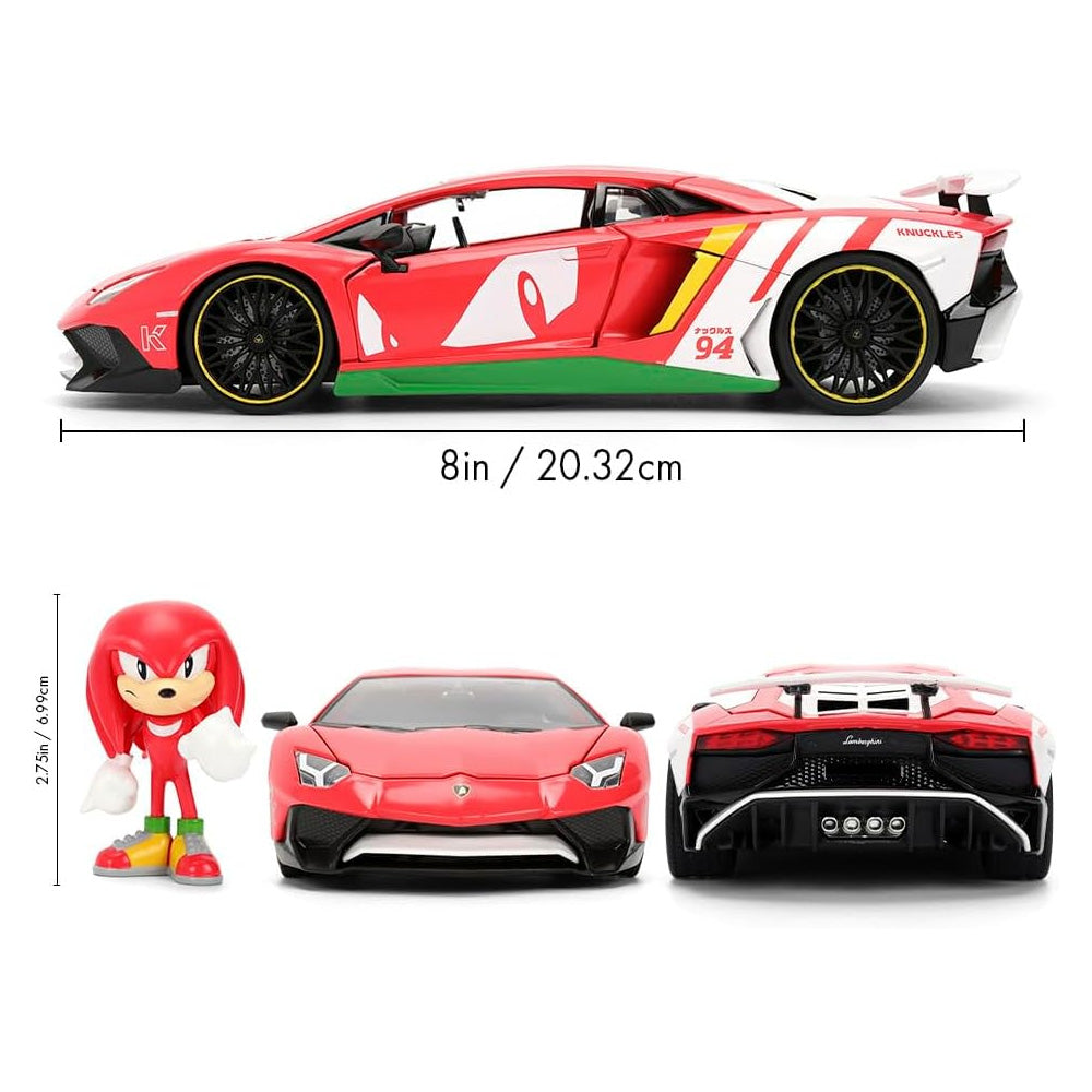 Jada Sonic the Hedgehog Lamborghini Aventador w/Knuckles 1:24 Diecast Car