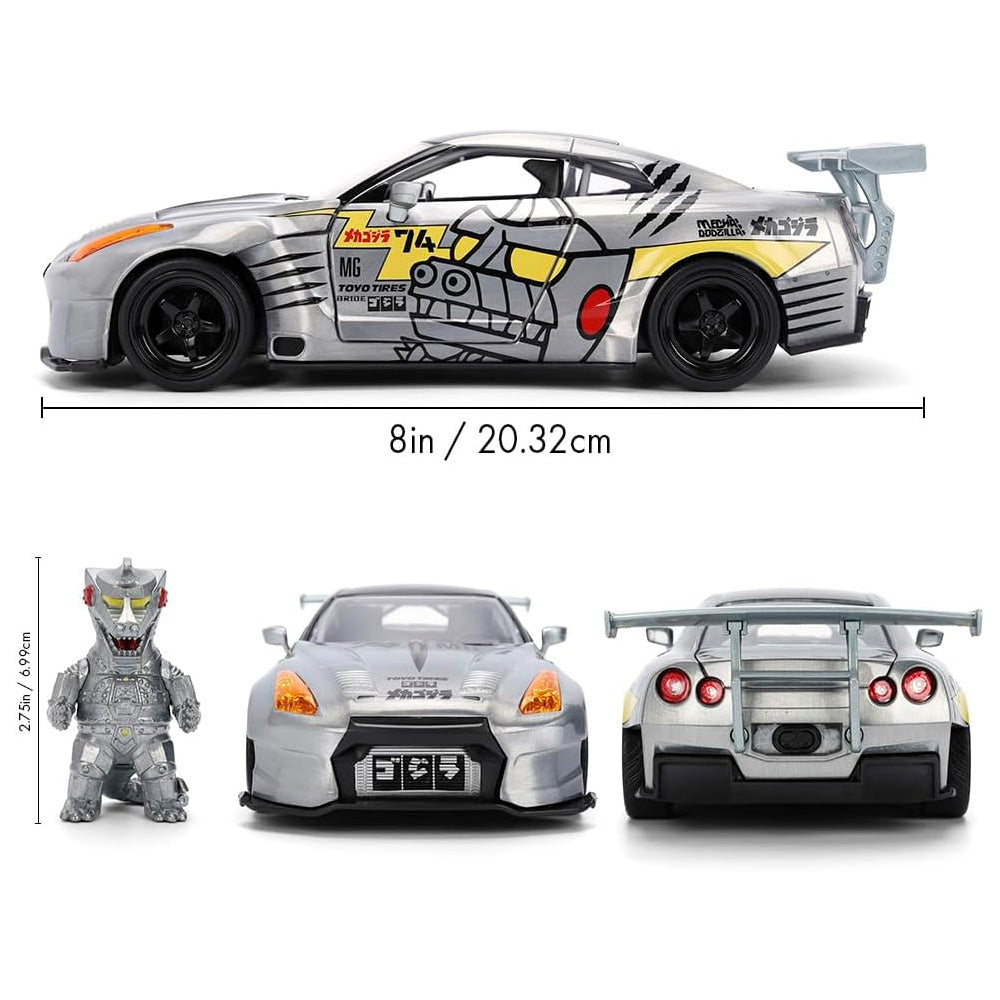 Jada Godzilla Mechagodzilla 2009 Nissan GT-R (R35) Ben Sopra w/Fig 1:24 Diecast