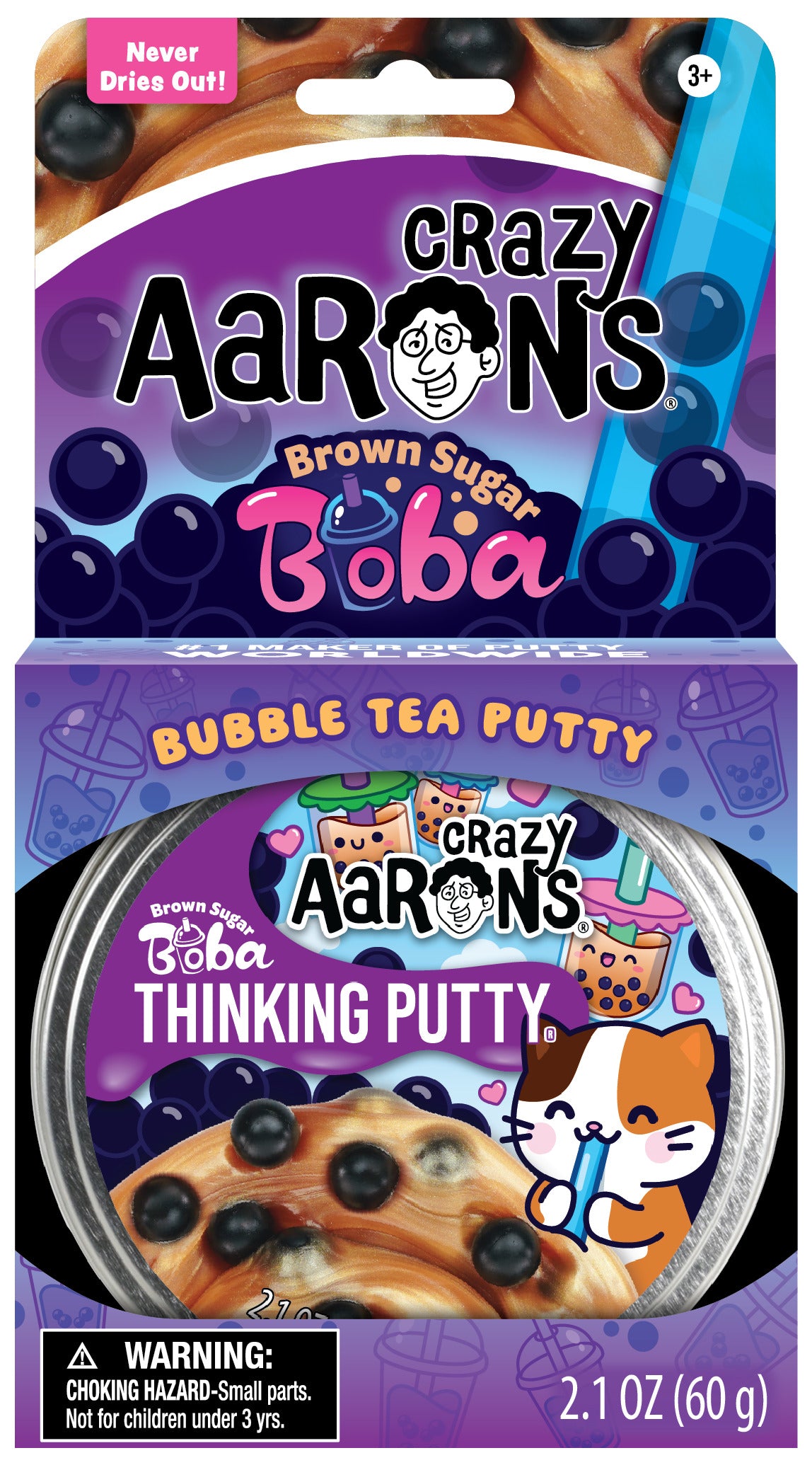 Crazy Aaron's Brown Sugar Boba Thinking Putty 3.5" Tin