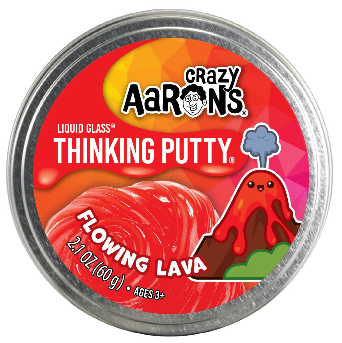 Crazy Aaron's Flowing Lava Thinking Putty 3.5" Tin
