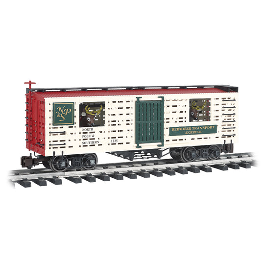 Bachmann USA 98704 Animated Stock Car - NP&S with Reindeer (Christmas) G Gauge