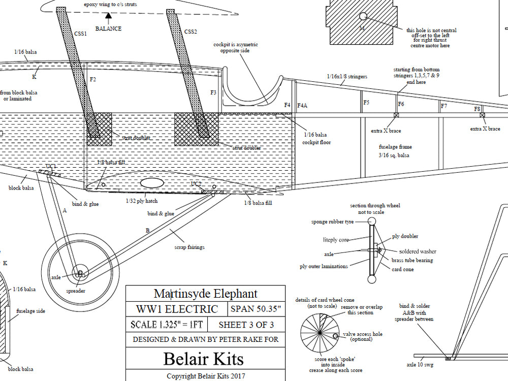 Belair Martinsyde Elephant - 50" Electric Scale Plane Assembly Kit BA015
