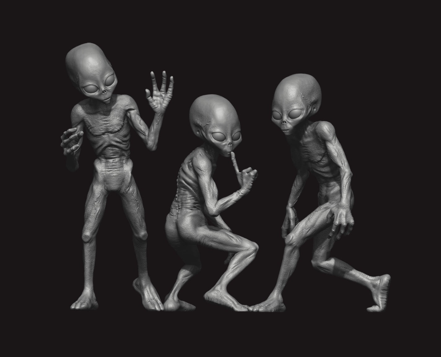 ION Model A35-001 1:35 GREY ALIENS x 3