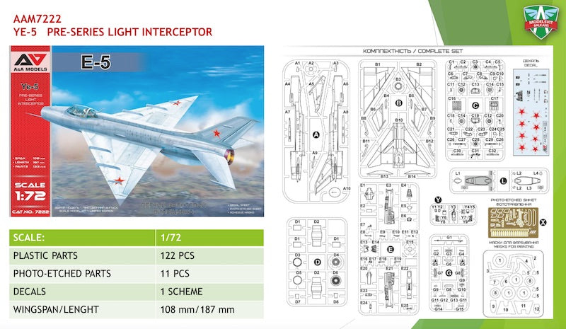 A & A Models AAM7222 1:72 Ye-5 pre-series interceptor