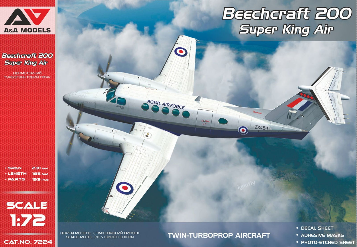 A & A Models Beechcraft 200 Super King Air with PE & Decals 1:72
