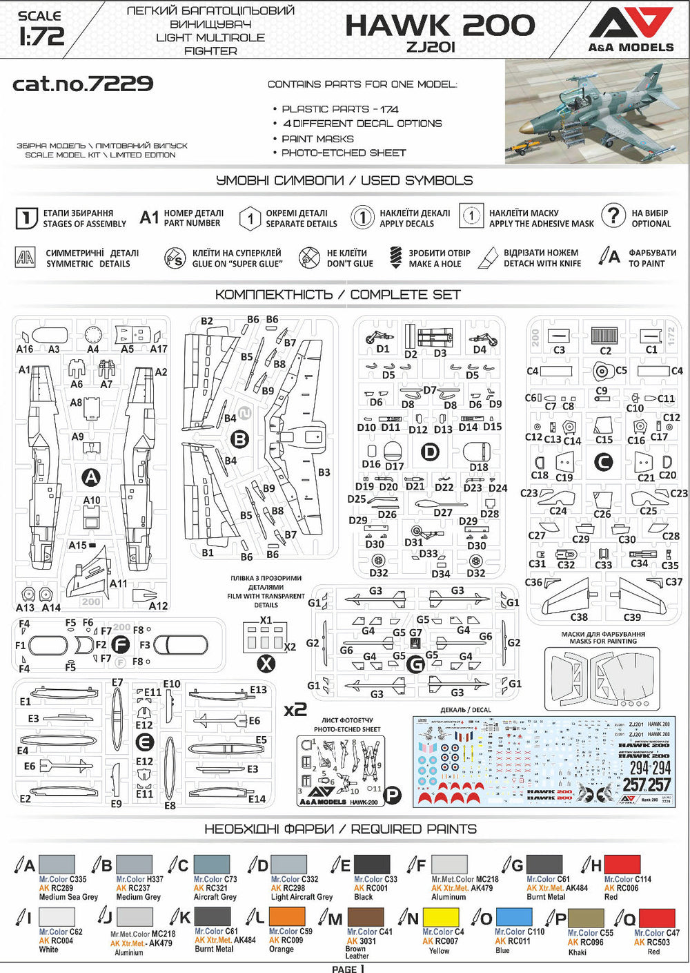 A & A Models AAM7229 1:72 British Aerospace Hawk 200 reg ZJ201