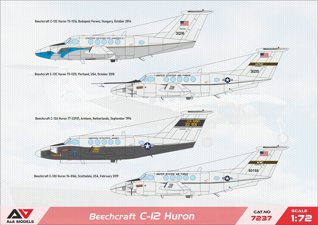 A & A Models Beechcraft C-12 Huron 230 Plastic Parts 1:72