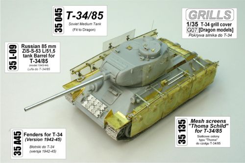 Aber ABR35A045 1:35 fenders for Soviet T-34 1942-45 version