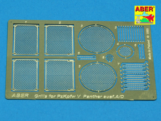 Aber ABR35G01 1:35 Grilles for Pz.Kpfw.V Panther Ausf.A/D
