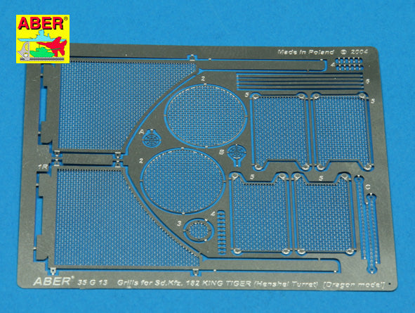 Aber ABR35G13 1:35 Grilles for Pz.Kpfw.VI King Tiger Sd.Kfz.182