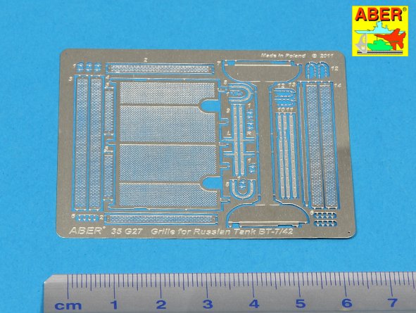 Aber ABR35G27 1:35 Grilles for Soviet BT-7 or BT-42