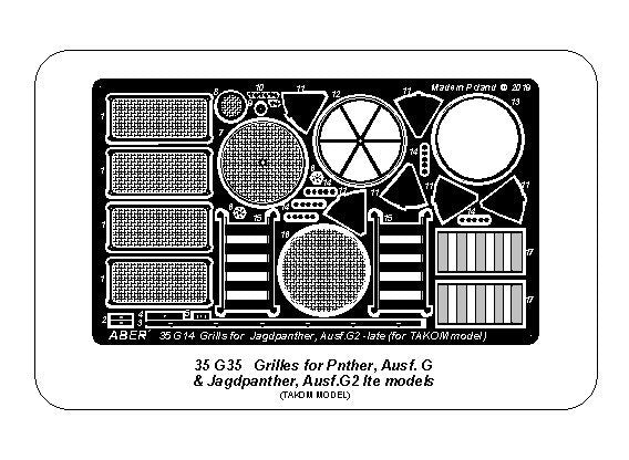 Aber Grilles for Panther Ausf.G & Jagdpanther Ausf.G2 Late 1:35