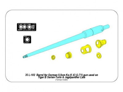 Aber ABR35L102 1:35 Barrel for German 88mm Kw.K 43