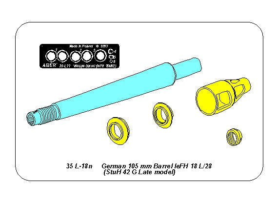 Aber ABR35L018N 1:35 German 105mm leFH 18L/28 Barrel for StuH42G -