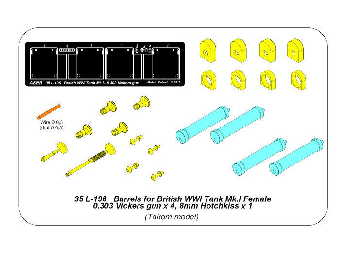 Aber Barrels for British Mk.I Female Tank or .303 Vickers 1:35