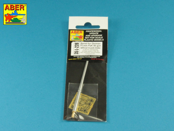 Aber ABR35L228 1:35 Barrel for German 75mm PaK 40 gun without muzzle brake