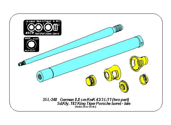 Aber ABR35L248 1:35 Barrel for German 8,8cm Kw.K 43/3 L/71