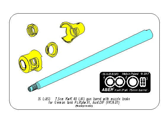 Aber ABR35L253 1:35 75mm Gun Barrel for Pz.Kpfw.VI