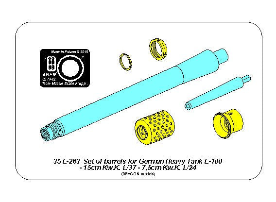 Aber ABR35L267 1:35 170mm A/T gun barrel for German Jagdpanzer E-100