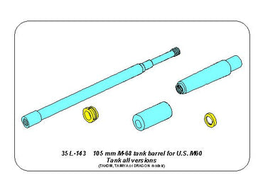 Aber ABR35L282 1:35 105 mm M-68 tank barrel for U.S