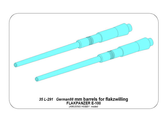 Aber ABR35L291 1:35 Barrels 88mm for Flakpanzer E-100