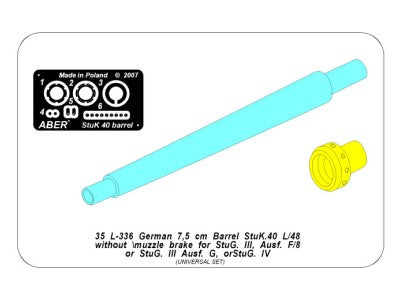 Aber 7.5cm Barrel for Kwk 40 L/48 without Muzzle Brake StuG 1:35