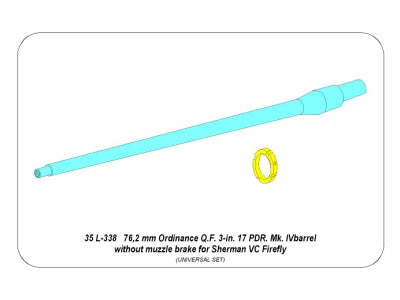 Aber ABR35L338 1:35 Barrel for British Sherman VC "Firefly" without muzzle brake