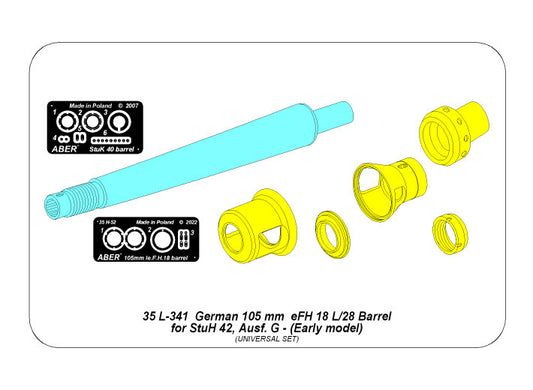Aber ABR35L341 1:35 10,5 cm L/28 Barrel for StuH 42 early