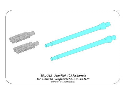 Aber ABR35L342 1:35 German 3CM Flak 103 two barrels for "Kugelblitz" tanks