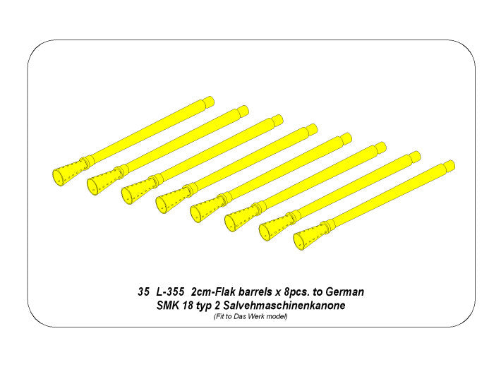 Aber ABR35L355 1:35 2cm 8 barrels to SMK 18 typ 2 Salvehmaschinenkanone