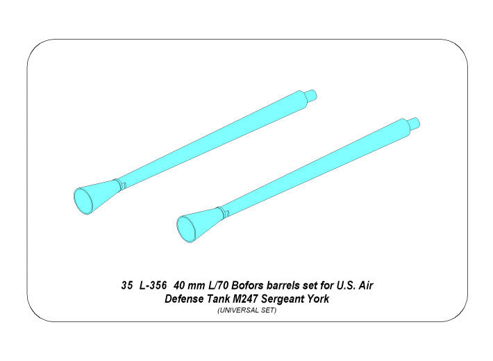 Aber ABR35L356 1:35 40 mm L/70 Bofors barrels set for U.S