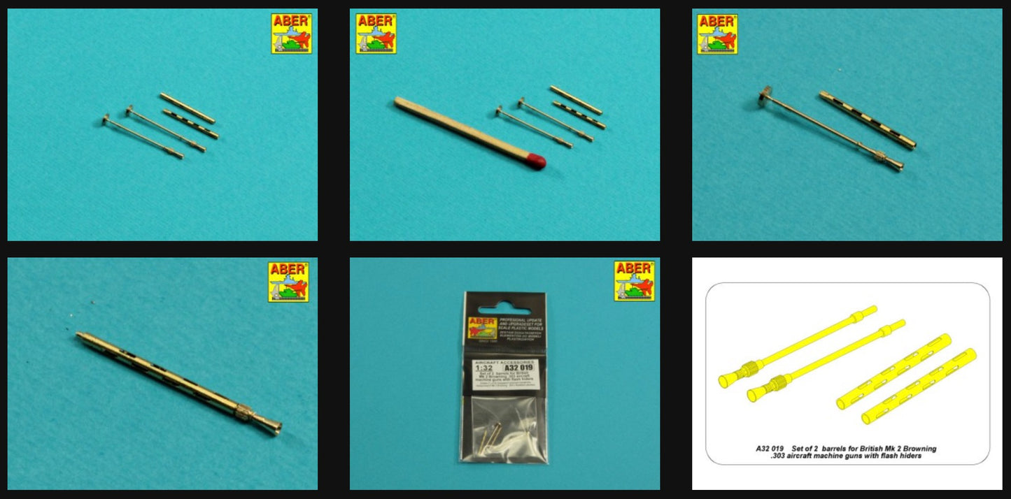 Aber British Browning .303 Machine Gun Barrels Flash Hiders 1:32
