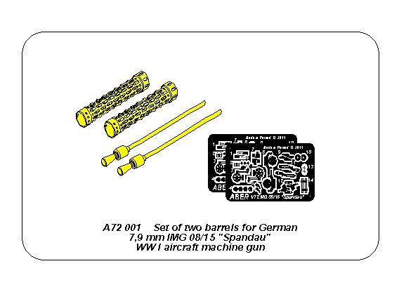 Aber ABRA72001 1:72 Set of two barrels for lMG 08/15 "Spandau"