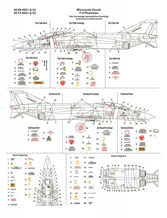 Microscale AC480052 1:48 McDonnell F-4 Phantom II Assorted Versions