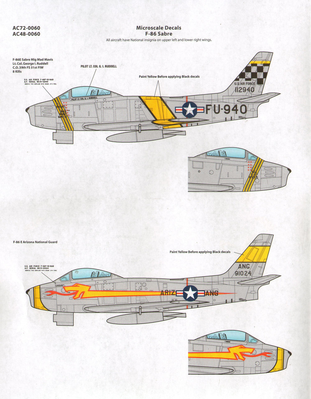 Microscale AC480060 1:48 North-American F-86E Sabre
