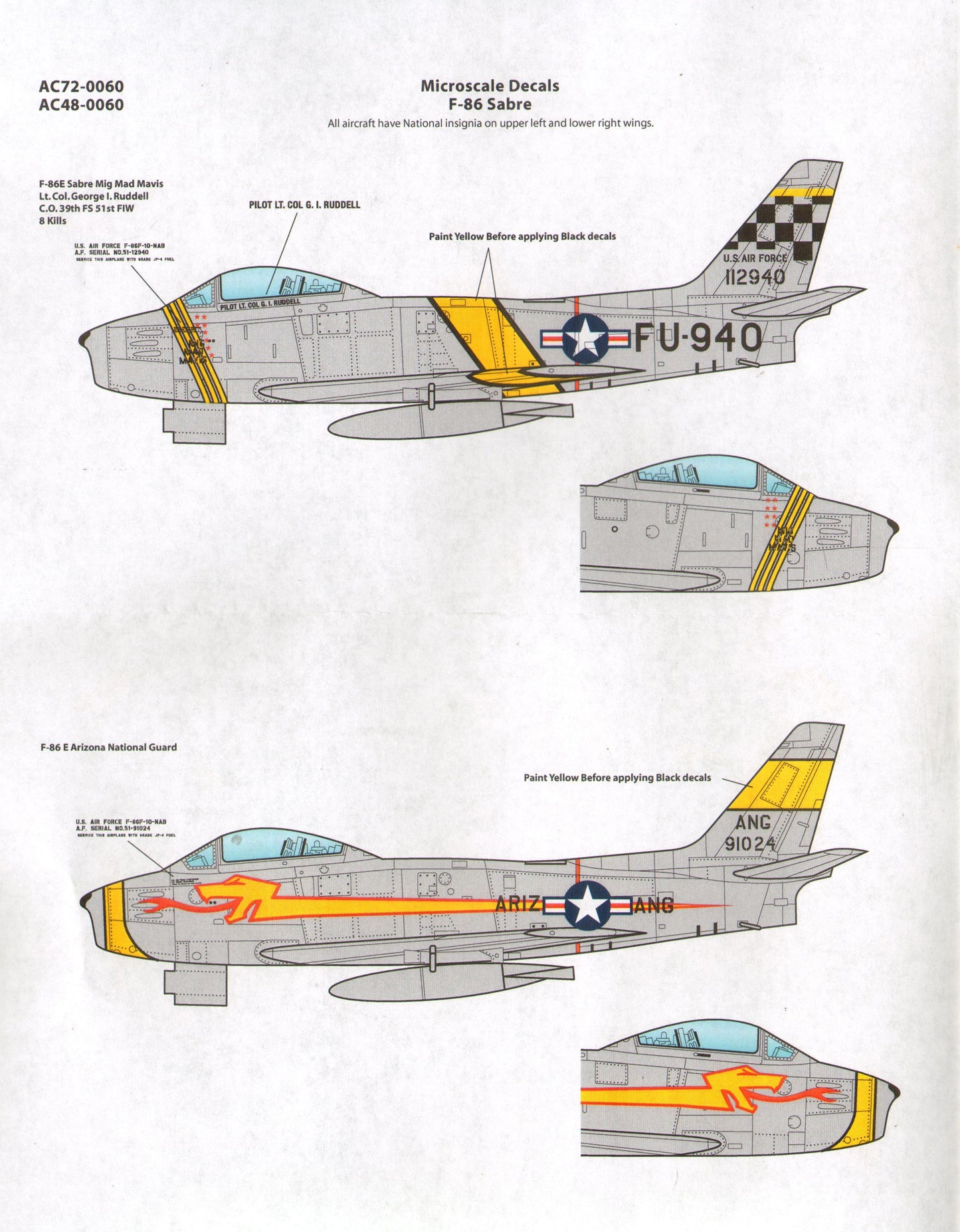 Microscale AC480060 1:48 North-American F-86E Sabre