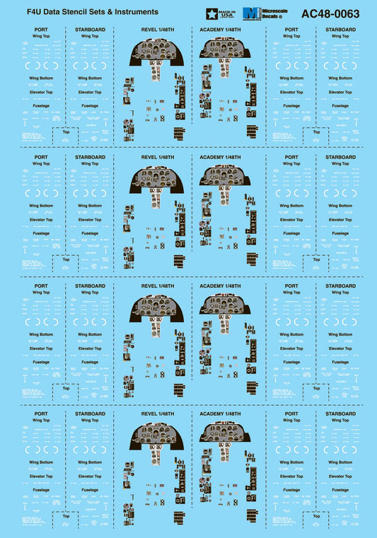 Microscale AC480063 Vought F4U Corsair Data Stencil Sets 1:48