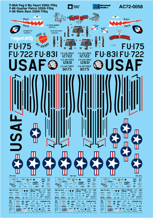 Microscale AC720058 1:72 North-American F-86A Peg 0 My Heart 336th FISq