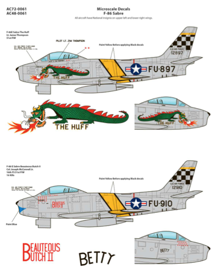 Microscale AC720061 1:72 North-American F-86E Sabre