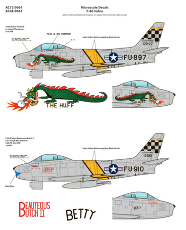 Microscale AC720061 1:72 North-American F-86E Sabre