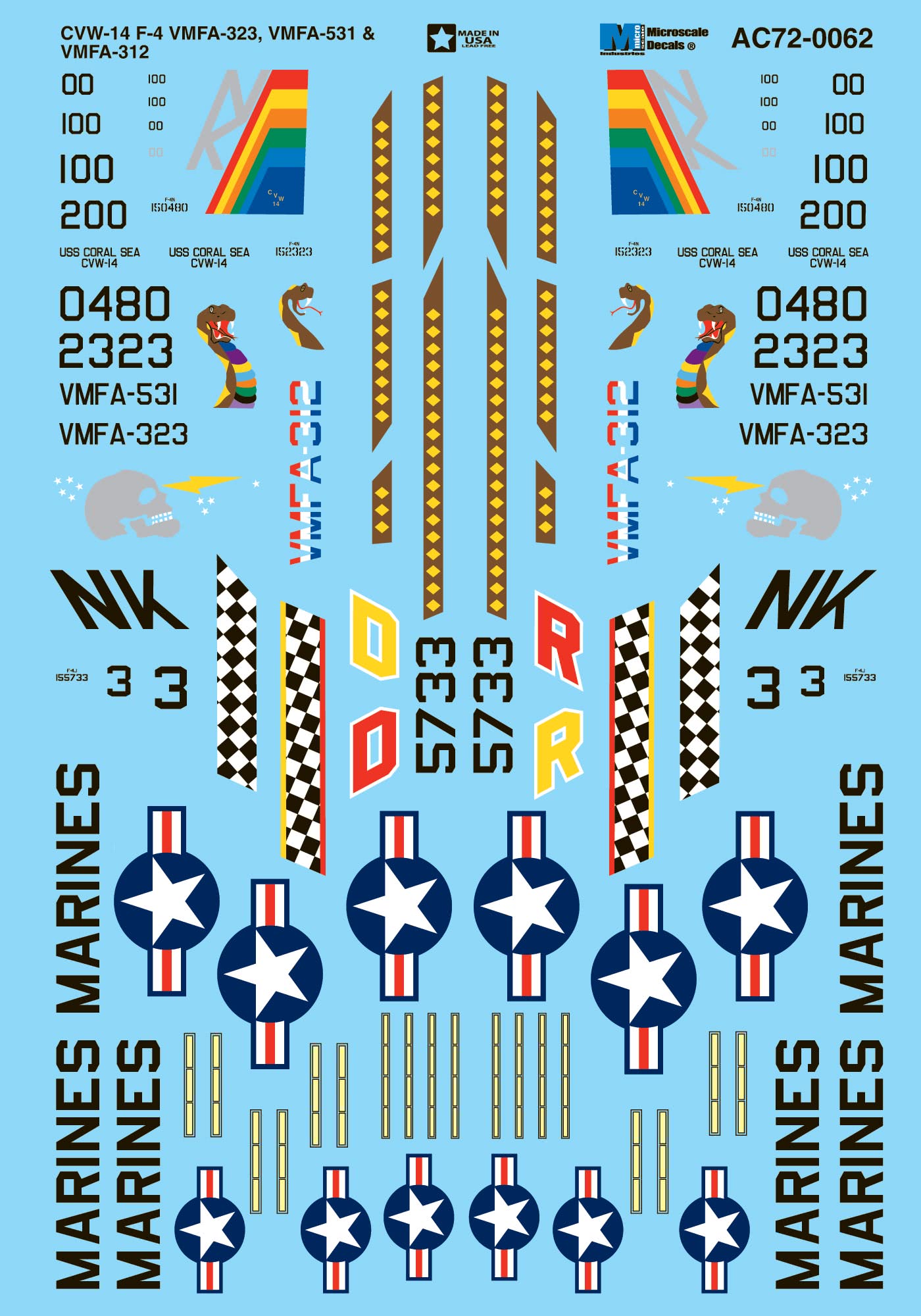Microscale AC720062 1:72 F-4J/F-4N Phantom II VMFA-323, VMFA-531 & VMFA-312