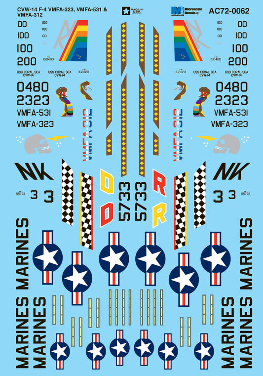 Microscale AC720062 1:72 F-4J/F-4N Phantom II VMFA-323, VMFA-531 & VMFA-312