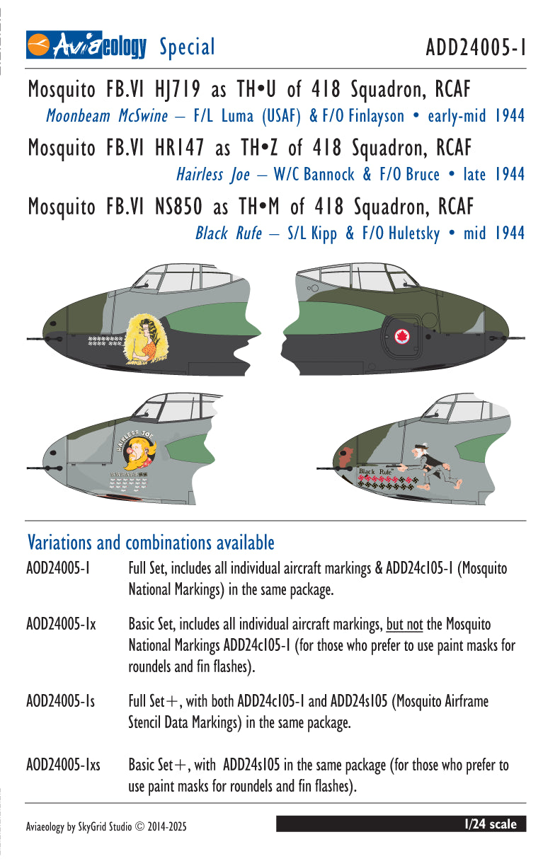 Aviaeology ADD24005-1 1:24 de Havilland Mosquito FB.VIs 418 Sqn RCAF
