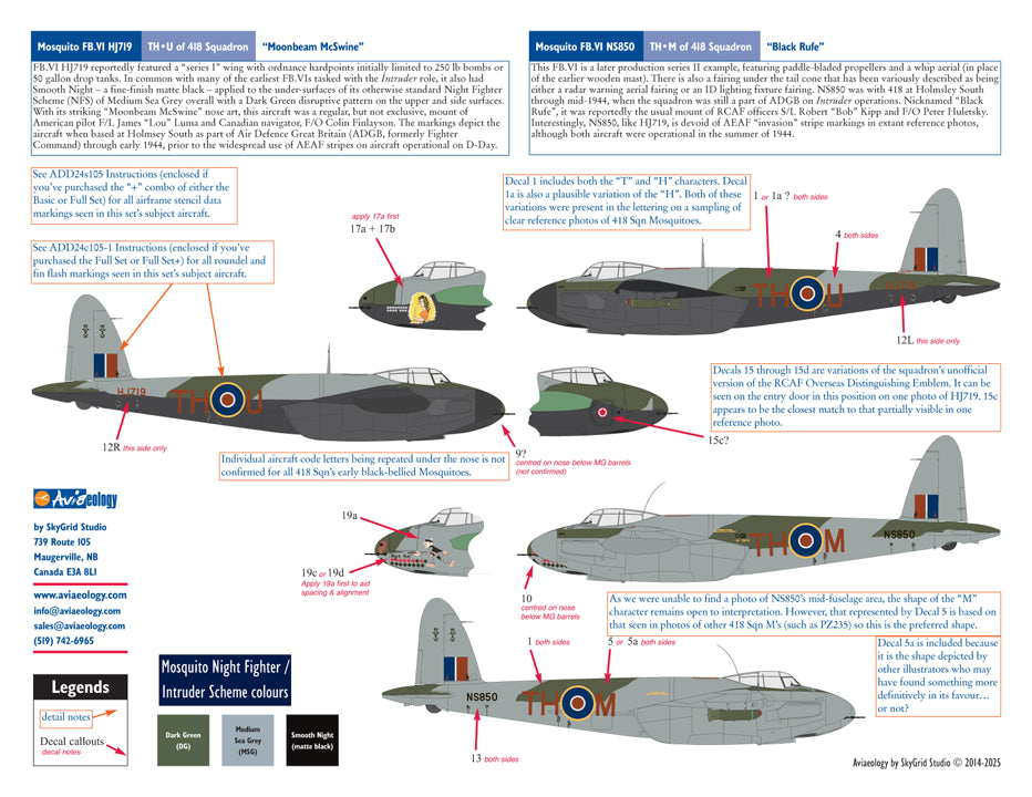 Aviaeology ADD24005-1X 1:24 de Havilland Mosquito FB.VIs 418 Sqn RCAF