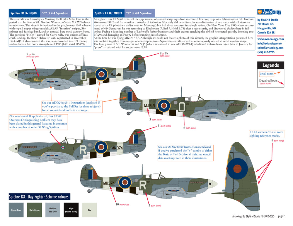 Aviaeology ADD24009-2 1:24 Supermarine Spitfire FR Mk.IXCs MJ518 RCAF